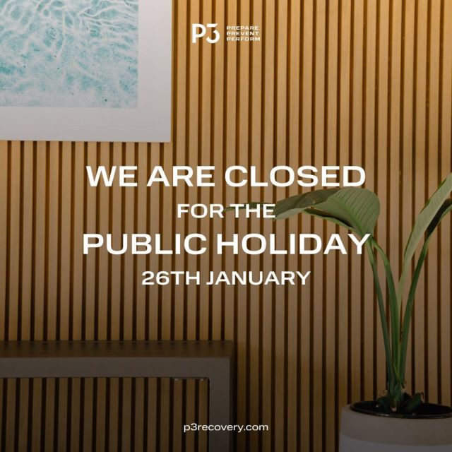 Hey team,
We will be closed tomorrow the 26th January for the public holiday! 
We hope you have an awesome day and will see you all back in P3 on Friday 27th from 8am 👋🏼