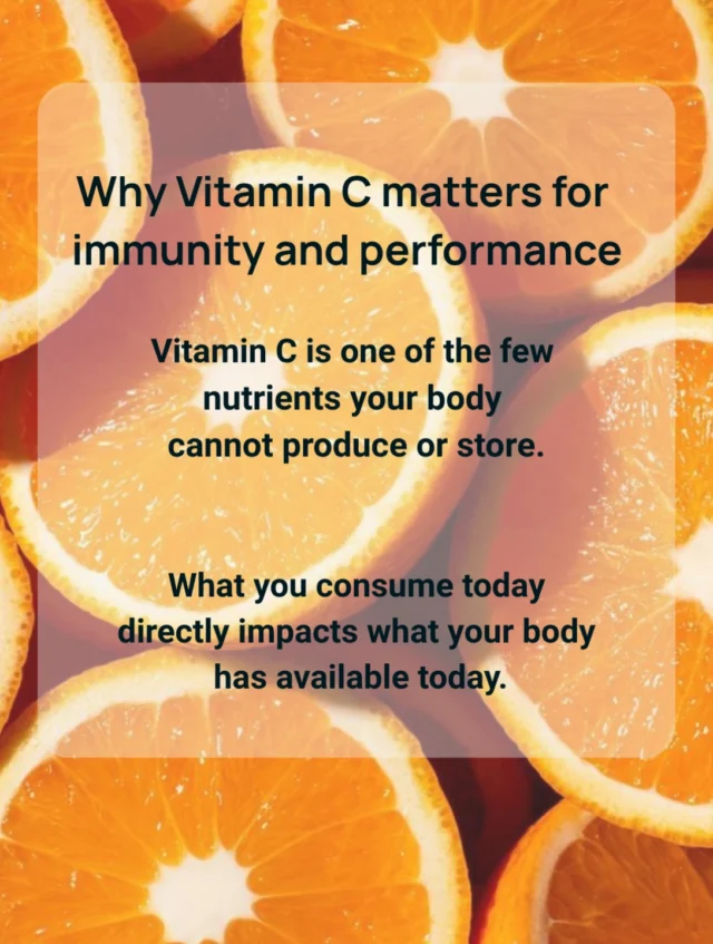 Why Vitamin C matters 🍊🧡

• Supports the immune system and helps protect cells 
• Essential in supporting collagen production 
• Can help your body with iron absorption 
• Too little can lead to fatigue, easy bruising and poor healing 

Your daily dose of glow, immunity and wellness ✨