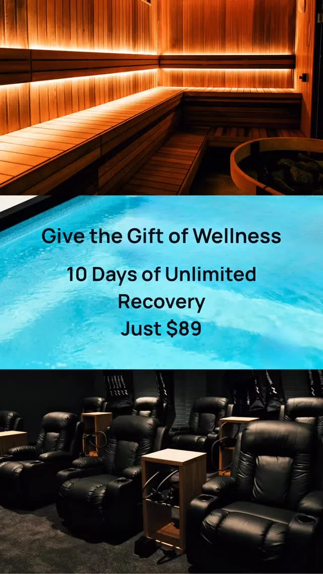 Give the Gift of Wellness.

Looking for a gift that’s actually meaningful?

Treat someone you care about to 10 Days of Unlimited Recovery for just $89.

Whether it’s your partner, a friend, a family member, or your training partner, give them the opportunity to relax, recharge, and feel their best.

Better yet, grab one for yourself and recover together.

For 10 consecutive days you’ll enjoy unlimited access to: • Magnesium Pools • Traditional Sauna • Infrared Sauna • Compression Therapy
Plus a BONUS Hyperbaric Chamber Session.

Because the best gifts aren’t things, they’re experiences that make you feel better.

Give the gift of wellness. 
Recover together.

Book your 10 Days for $89 today

Offer expires 31st August.

#wellness #recovery #partner #friend #gift