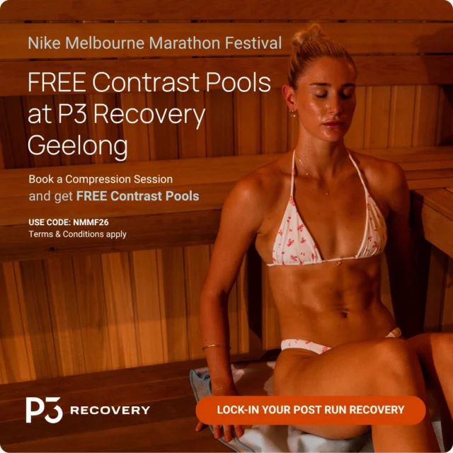 Finish strong. Recover well at P3 Recovery 💫

You’ve got your race plan. Now sort your recovery plan. ❄🔥

Book a Compression Session or Traditional Sauna with P3 Recovery and get FREE Contrast Pools using code NMMF26.

Prepare/Prevent/Perform- with P3 Recovery Geelong

#p3recovery 
#p3 
#p3geelong