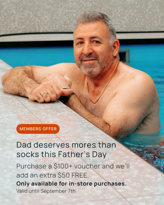 Because Dad deserves more than socks this Father’s Day. 😂

Give Dad the gift he actually wants… recovery time!

🎁 Buy a $100+ voucher in store
💰 We’ll add $50 EXTRA for FREE
😌 Dad gets to relax, recover & recharge
👏 You officially win Father’s Day

$100 voucher = $150 to spend!

Because let’s be honest… Dad probably needs it 😉

Offer valid in store only until September 7th