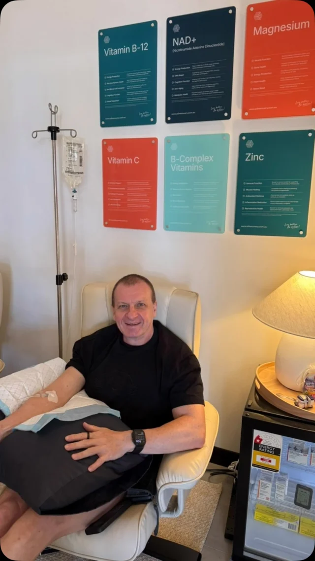 Good vibes, great stories and an IV infusion 💧✨

Be more like Paul- stay cool and book your IV Consultation in today or call us to enquire! 😎#
#p3recovery #ivinfusion #ivvitamins #brisbane
