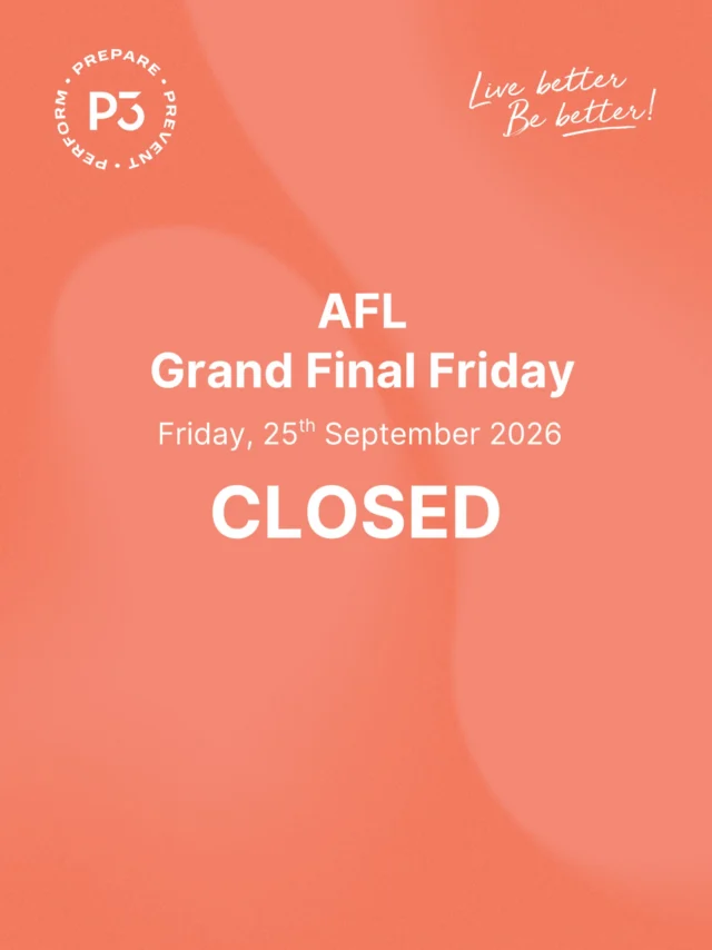 P3 Recovery Richmond will be closed AFL Grand Final Friday!