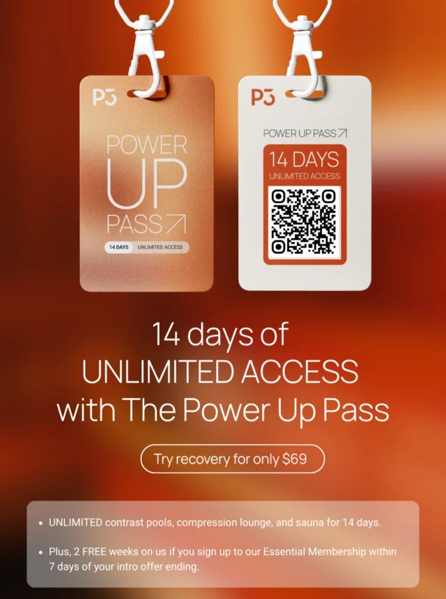 14 Days Unlimited Recovery 🔥

Ready to make recovery part of your routine? 

Get 14 days unlimited access to: 
🔥Infrared and traditional saunas 
💧Hot and Ice magnesium pools 
🦵Compression Lounge

And it gets better - sign up to a membership within 7 days of your pass and your first 2 weeks of your membership are FREE! 

More recovery. More often. No excuses 🫡

https://experience.p3recovery.com.au/power-up-pass-pimpama

T&Cs apply