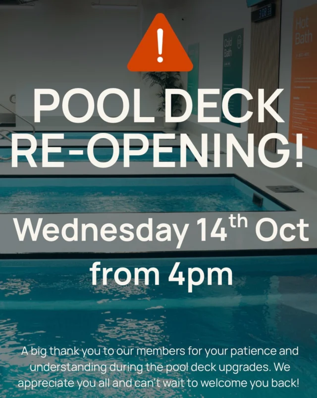 🚨 OUR CONTRAST POOLS ARE BACK- THE WAIT IS OVER! 

With a brand new pool deck and additional upgrades to our sanitisation units- Our pools are officially reopening Wednesday, October 14th from 4pm- YAY! 

We’ve been counting down the days and can’t wait to see you all back up there enjoying the fresh new space! 

We cannot thank you all enough for your extended patience whilst we completed these works- we hope you all love them as much as we do! 

Who’s excited to get back into having the ultimate Recovery Sessions? 🔥💦